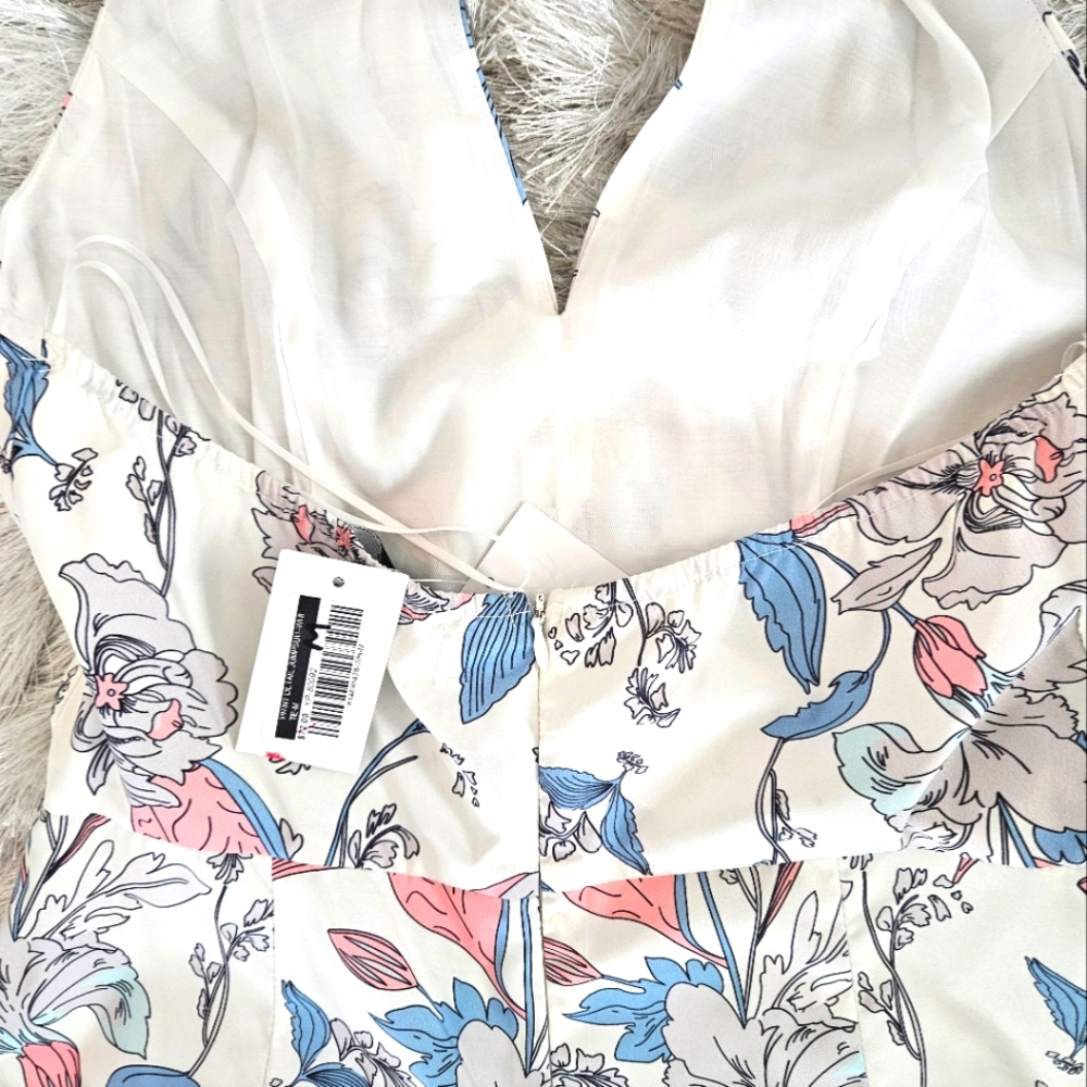 NWT Fabrik Wide Leg White, Pink and Blue Floral Print Jumpsuit. - Picture 13 of 13